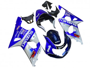 Meilleurs Carénages Moto Suzuki GSXR1000 2000-2002 - Bleu Blanc Argent Castrol Dunlop