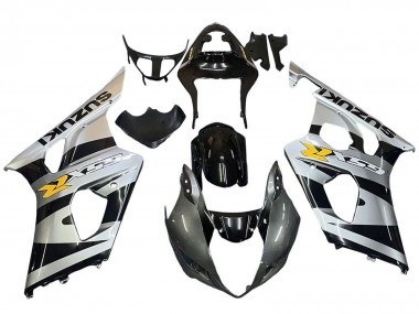 Meilleurs Carénages Moto Suzuki GSXR 1000 2003-2004 - Noir Brillant Argent Gris Jaune