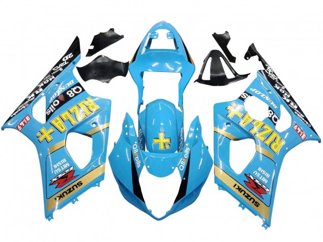 Carénages Moto Suzuki GSXR 1000 2003-2004 - Bleu Clair Jaune Noir Rizla Motul