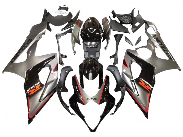 Carénage Moto Suzuki GSXR 1000 2005-2006 - Argent Noir Rouge