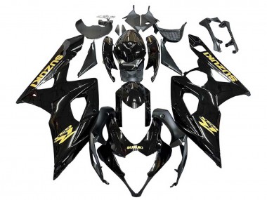 Meilleurs Carénages Moto Suzuki GSXR 1000 2005-2006 - Noir Brillant Or Décalque