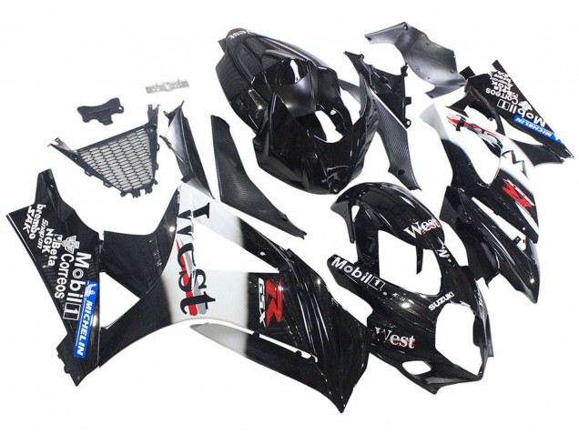 Carénages Moto Suzuki GSXR 1000 2007-2008 - Noir Brillant Blanc West