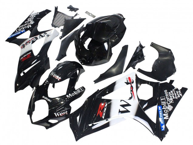 Carénages Moto Suzuki GSXR 1000 2007-2008 - Noir Brillant Blanc West