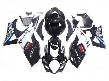 Meilleurs Carénages Moto Suzuki GSXR 1000 2007-2008 - Noir Brillant Blanc West