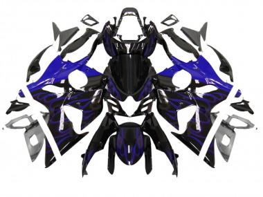 Meilleurs Carénage Moto Suzuki GSXR 1000 2007-2008 - Noir Brillant Bleu Flamme