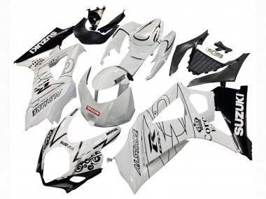 Meilleurs Carénages Moto Suzuki GSXR 1000 2007-2008 - Blanc Noir Alstare Corona Motul