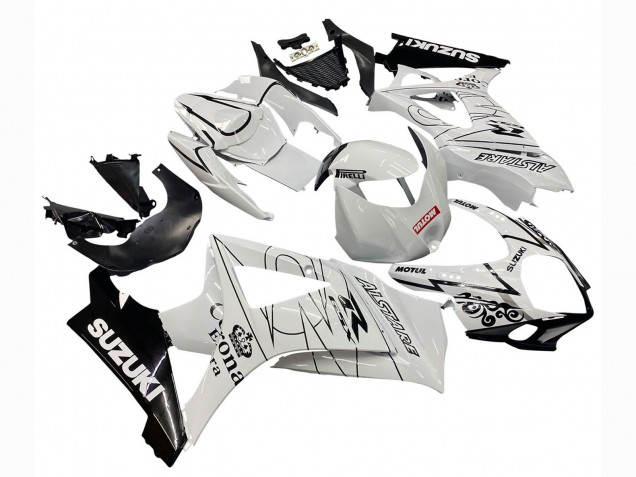 Carénages Moto Suzuki GSXR 1000 2007-2008 - Blanc Noir Alstare Corona Motul