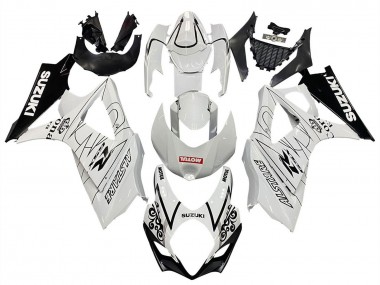Meilleurs Carénages Moto Suzuki GSXR 1000 2007-2008 - Blanc Noir Alstare Corona Motul