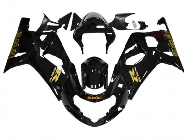 Meilleurs Carénages Moto Suzuki GSXR 600 / GSXR 750 2001-2003 - Noir Brillant Or Décalque