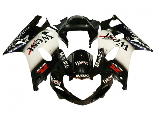 Carénages Moto Suzuki GSXR 600 / GSXR 750 2001-2003 - Noir Brillant Blanc West Rouge
