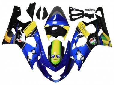 Meilleurs Carénages Moto Suzuki GSXR 600 / GSXR 750 2004-2005 - Bleu Jaune Noir Requin