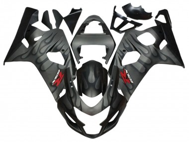 Meilleurs Carénages Moto Suzuki GSXR 600 / GSXR 750 2004-2005 - Gris Noir Flamme