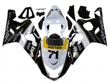 Meilleurs Carénages Moto Suzuki GSXR 600 / GSXR 750 2004-2005 - Blanc Noir Jaune Dark Dog 71