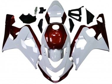 Meilleurs Carénages Moto Suzuki GSXR 600 / GSXR 750 2004-2005 - Blanc Bonbon Rouge Noir