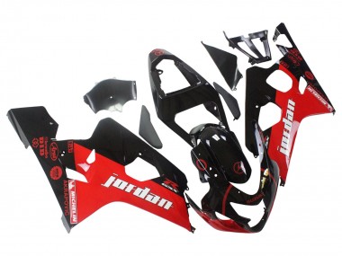 Meilleurs Carénages Moto Suzuki GSXR 600 / GSXR 750 2004-2005 - Noir Brillant Rouge Jordan Michelin