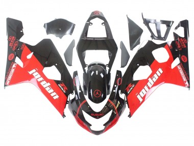 Meilleurs Carénages Moto Suzuki GSXR 600 / GSXR 750 2004-2005 - Noir Brillant Rouge Jordan Michelin