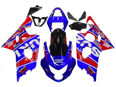 Meilleurs Carénages Moto Suzuki GSXR 600 / GSXR 750 2004-2005 - Bleu Rouge Noir Motul Dunlop
