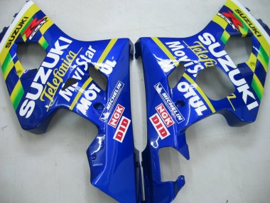 Meilleurs Carénages Moto Suzuki GSXR 600 / GSXR 750 2004-2005 - Bleu Blanc Jaune Vert Telefonica Motul MoviStar