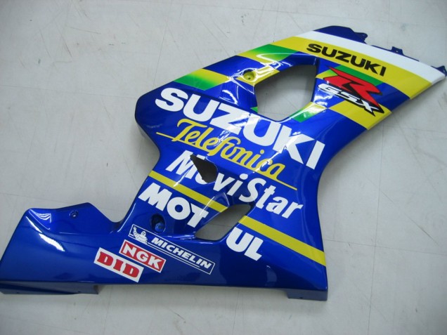 Carénages Moto Suzuki GSXR 600 / GSXR 750 2004-2005 - Bleu Blanc Jaune Vert Telefonica Motul MoviStar