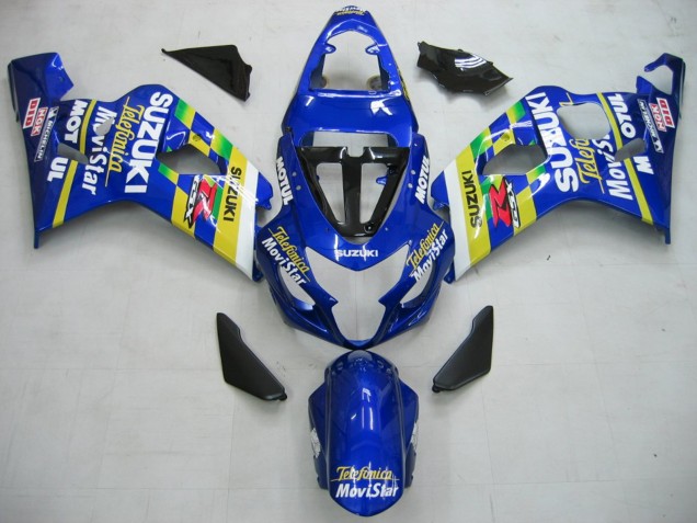 Carénages Moto Suzuki GSXR 600 / GSXR 750 2004-2005 - Bleu Blanc Jaune Vert Telefonica Motul MoviStar