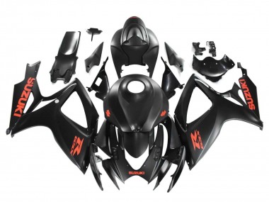 Meilleurs Carénages Moto Suzuki GSXR 600 / GSXR 750 2004-2005 - Noir Mat Rouge Décalque