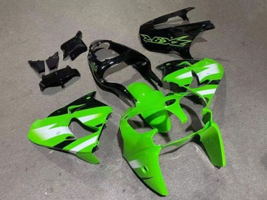 Meilleurs Carénages Moto Kawasaki ZX9R 2000-2001 - Vert Blanc Noir Brillant