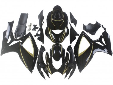 Meilleurs Carénages Moto Suzuki GSXR 600 / GSXR 750 2006-2007 - Noir Brillant Or Bande