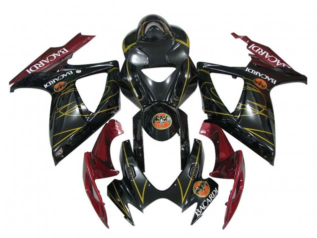 Carénages Moto Suzuki GSXR 600 / GSXR 750 2006-2007 - Noir Brillant Rouge Or