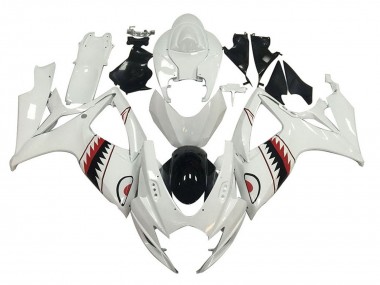 Meilleurs Carénages Moto Suzuki GSXR 600 / GSXR 750 2006-2007 - Blanc Rouge Noir Requin
