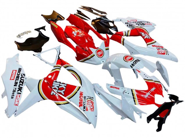 Carénages Moto Suzuki GSXR 600 / GSXR 750 2008-2010 - Blanc Rouge Motul Lucky Strike