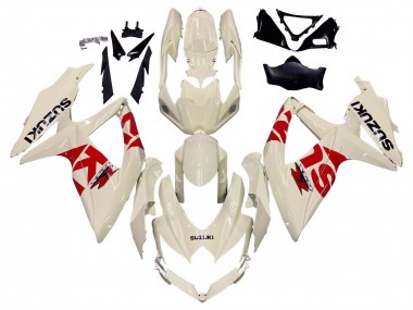 Meilleurs Carénages Moto Suzuki GSXR 600 / GSXR 750 2008-2010 - Crème Blanc Rouge Noir