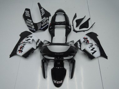 Meilleurs Carénages Moto Kawasaki ZX9R 1998-1999 - Noir Brillant Blanc West