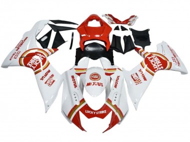 Meilleurs Carénages Moto Suzuki GSXR 600 / GSXR 750 2008-2010 - Blanc Rouge Lucky Strike