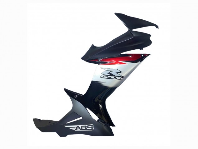 Carénages Moto Suzuki GSXR 600 / GSXR 750 2011-2024 - Noir Brillant Fibre de Carbone Forgée Argent Rouge