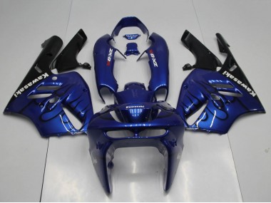Meilleurs Carénages Moto Kawasaki ZX9R 1994-1997 - Bleu Noir Flamme
