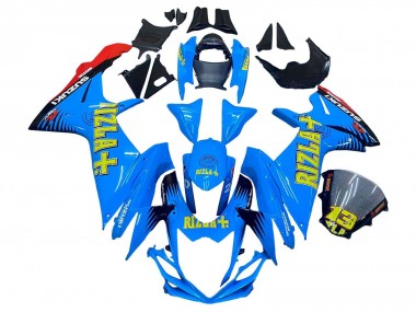 Meilleurs Carénages Moto Suzuki GSXR 600 / GSXR 750 2011-2024 - Bleu Or Rouge Noir Rizla