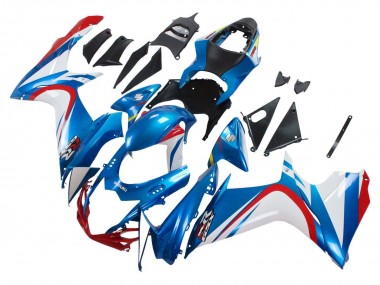 Meilleurs Carénages Moto Suzuki GSXR 600 / GSXR 750 2011-2024 - Bleu Blanc Rouge