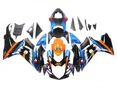 Meilleurs Carénages Moto Suzuki GSXR 600 / GSXR 750 2011-2024 - Bleu Clair Orange Noir Blanc Requin 46