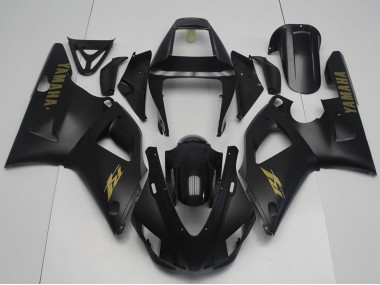Meilleurs Carénages Moto Yamaha YZF R1 1998-1999 - Noir Brillant Noir Mat Or