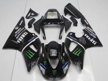 Meilleurs Carénages Moto Yamaha YZF R1 1998-1999 - Noir Brillant Bleu Vert Motul Monstre Drink