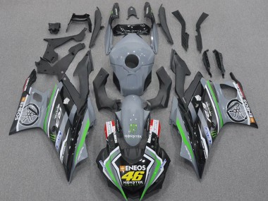 Meilleurs Carénages Moto Yamaha YZF R3/R25 2022-2024 - Nardo Gris Vert Noir Monstre ENEOS 46