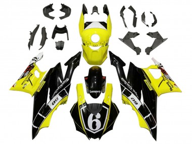 Meilleurs Carénages Moto Yamaha YZF R3/R25 2022-2024 - Jaune Blanc Noir Lenovo 6