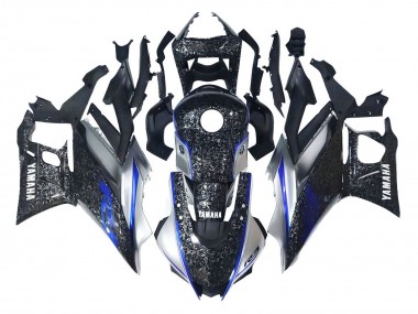 Meilleurs Carénages Moto Yamaha YZF R3/R25 2022-2024 - Marbre Noir Argent Bleu Fibre de Carbone Forgée Style