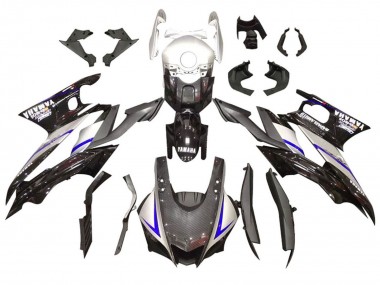 Meilleurs Kits Carénage Moto Yamaha YZF R3/R25 2022-2024 - Argent Bleu Noir Fibre de Carbone Style