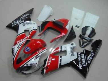 Meilleurs Carénages Moto Yamaha YZF R1 2000-2001 - Rouge Blanc Noir Brillant Petronas Yamalube