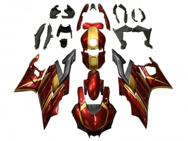 Meilleurs Carénages Moto Yamaha YZF R3/R25 2022-2024 - Rouge Or Noir Mat