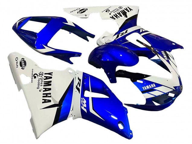 Carénages Moto Yamaha YZF 1000 R1 1998-1999 - Blanc Bleu Noir