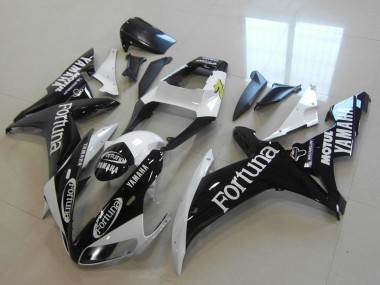 Meilleurs Carénages Moto Yamaha YZF R1 2002-2003 - Blanc Noir Brillant Fortuna Motul