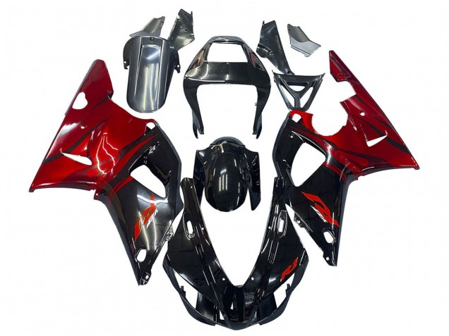 Carénages Moto Yamaha YZF 1000 R1 1998-1999 - Noir Brillant Rouge
