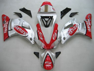 Meilleurs Carénages Moto Yamaha YZF 1000 R1 2000-2001 - Argent Rouge Fortuna Motul